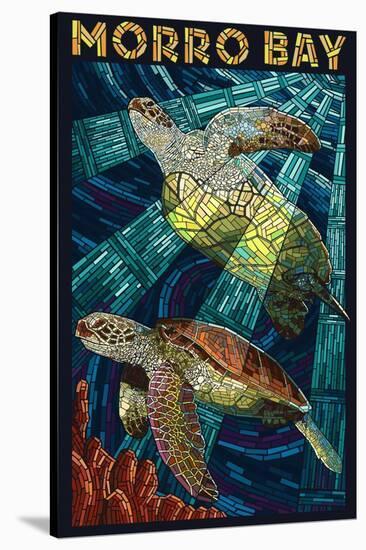 Morro Bay, California - Sea Turtles - Mosaic-Lantern Press-Stretched Canvas