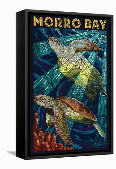 Morro Bay, California - Sea Turtles - Mosaic-Lantern Press-Framed Stretched Canvas