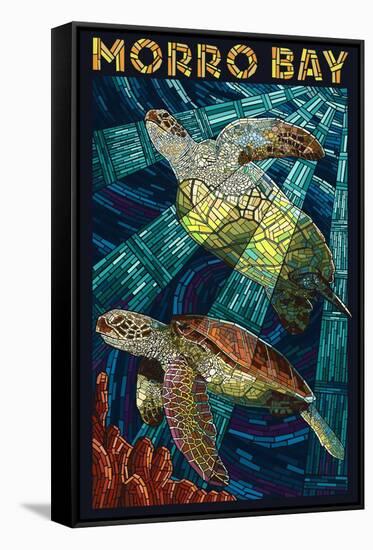 Morro Bay, California - Sea Turtles - Mosaic-Lantern Press-Framed Stretched Canvas