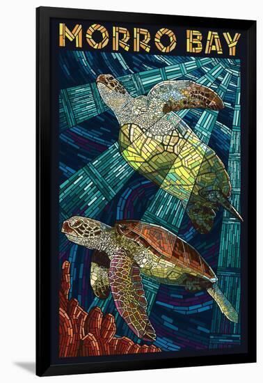 Morro Bay, California - Sea Turtles - Mosaic-Lantern Press-Framed Art Print