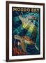 Morro Bay, California - Sea Turtles - Mosaic-Lantern Press-Framed Art Print