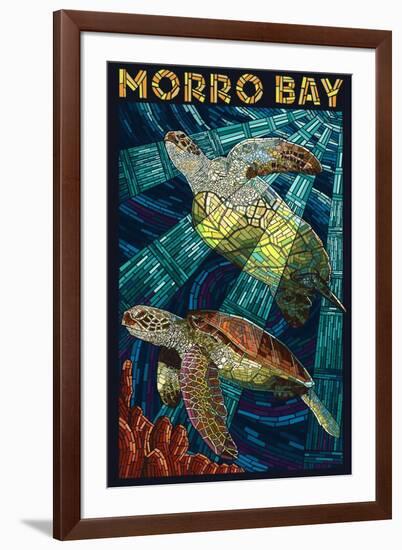 Morro Bay, California - Sea Turtles - Mosaic-Lantern Press-Framed Art Print