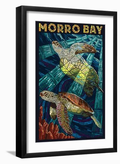 Morro Bay, California - Sea Turtles - Mosaic-Lantern Press-Framed Art Print