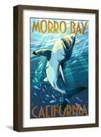 Morro Bay, California - Stylized Sharks-Lantern Press-Framed Art Print