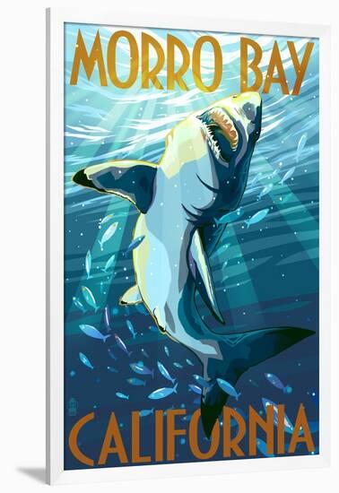 Morro Bay, California - Stylized Sharks-Lantern Press-Framed Art Print