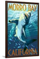 Morro Bay, California - Stylized Sharks-Lantern Press-Framed Art Print