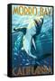 Morro Bay, California - Stylized Sharks-Lantern Press-Framed Stretched Canvas