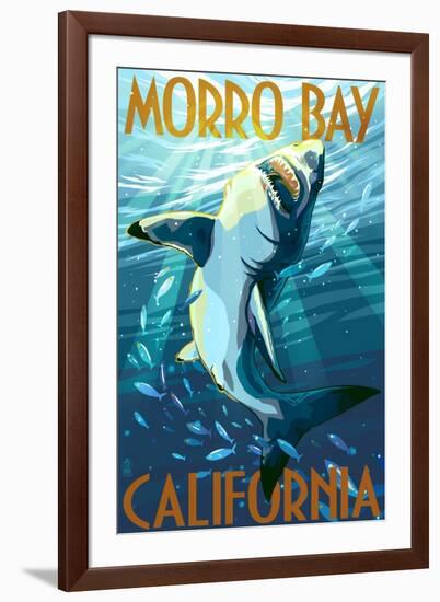 Morro Bay, California - Stylized Sharks-Lantern Press-Framed Art Print