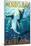 Morro Bay, California - Stylized Sharks-Lantern Press-Mounted Art Print