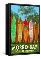 Morro Bay, California - Surfboard Fence-Lantern Press-Framed Stretched Canvas