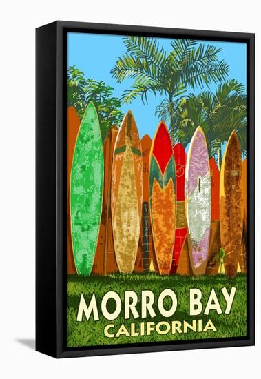 Morro Bay, California - Surfboard Fence-Lantern Press-Framed Stretched Canvas