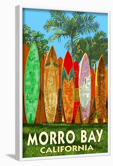 Morro Bay, California - Surfboard Fence-Lantern Press-Framed Art Print