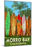 Morro Bay, California - Surfboard Fence-Lantern Press-Mounted Art Print