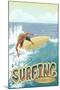 Morro Bay, California - Surfer Scene-Lantern Press-Mounted Art Print