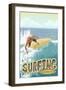 Morro Bay, California - Surfer Scene-Lantern Press-Framed Art Print