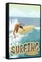 Morro Bay, California - Surfer Scene-Lantern Press-Framed Stretched Canvas