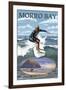 Morro Bay, California - Surfing Scene-Lantern Press-Framed Art Print