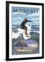 Morro Bay, California - Surfing Scene-Lantern Press-Framed Art Print