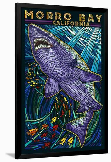 Morro Bay, California - Tiger Shark - Paper Mosaic-Lantern Press-Framed Art Print