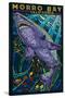 Morro Bay, California - Tiger Shark - Paper Mosaic-Lantern Press-Stretched Canvas