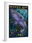 Morro Bay, California - Tiger Shark - Paper Mosaic-Lantern Press-Framed Art Print
