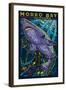 Morro Bay, California - Tiger Shark - Paper Mosaic-Lantern Press-Framed Art Print