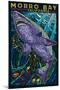 Morro Bay, California - Tiger Shark - Paper Mosaic-Lantern Press-Mounted Art Print