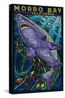 Morro Bay, California - Tiger Shark - Paper Mosaic-Lantern Press-Stretched Canvas