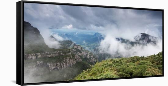 Morro Da Igreja Rocks in the Clouds and Mists Near Urubici in Santa Catarina, Brazil-Alex Saberi-Framed Stretched Canvas