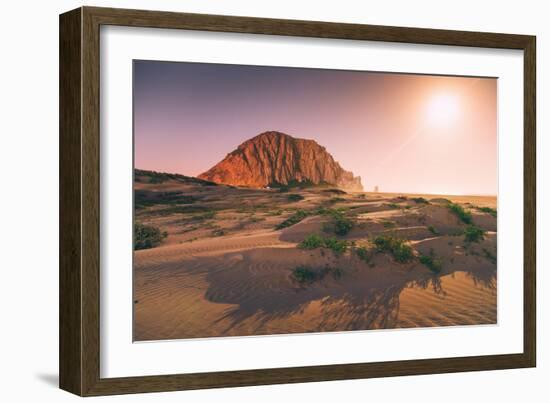 Morro Rock by Moonlight, Morro Bay California Coast-null-Framed Photographic Print