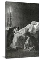 Mort De Jean Valjean Entre Cosette Et Marius - Illustration from Les Misérables,19th Century-Alphonse Marie de Neuville-Stretched Canvas