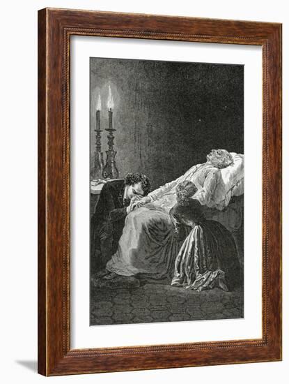 Mort De Jean Valjean Entre Cosette Et Marius - Illustration from Les Misérables,19th Century-Alphonse Marie de Neuville-Framed Giclee Print