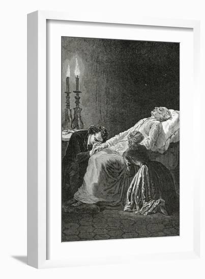 Mort De Jean Valjean Entre Cosette Et Marius - Illustration from Les Misérables,19th Century-Alphonse Marie de Neuville-Framed Giclee Print