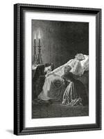 Mort De Jean Valjean Entre Cosette Et Marius - Illustration from Les Misérables,19th Century-Alphonse Marie de Neuville-Framed Giclee Print