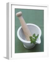 Mortar and Pestle with Thai Basil-Peter Medilek-Framed Photographic Print