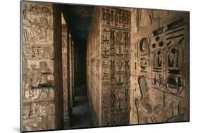 Mortuary Temple of Ramses III, Detail of Columns and Walls Carved with Figures and Heiroglyphs-null-Mounted Giclee Print