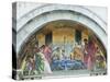 Mosaic Above the Entrance to St. Mark's Basilica Depicts St. Mark's Funeral, Venice, Italy-Rob Tilley-Stretched Canvas