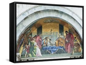 Mosaic Above the Entrance to St. Mark's Basilica Depicts St. Mark's Funeral, Venice, Italy-Rob Tilley-Framed Stretched Canvas