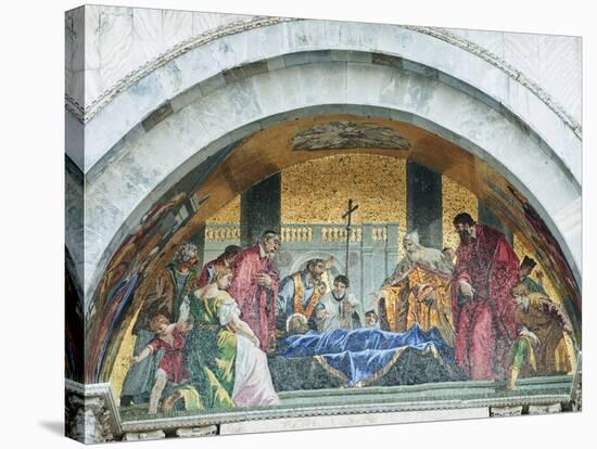 Mosaic Above the Entrance to St. Mark's Basilica Depicts St. Mark's Funeral, Venice, Italy-Rob Tilley-Stretched Canvas