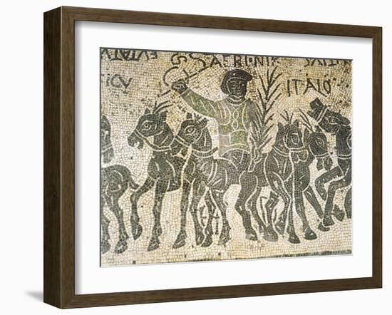 Mosaic Depicting a Quadriga During Chariot Racing in Circus-null-Framed Giclee Print