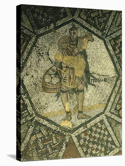 Mosaic Depicting a Young Shepherd Carrying a Basket of Cheese-null-Stretched Canvas