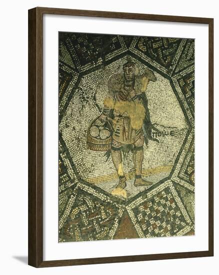 Mosaic Depicting a Young Shepherd Carrying a Basket of Cheese-null-Framed Giclee Print