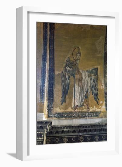 Mosaic Depicting Archangel Gabriel, Half Dome of Apse of Hagia Sophia, Historic Areas of Istanbul-null-Framed Photographic Print