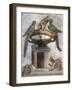 Mosaic Depicting Birds on Basin and Panther from Italy-null-Framed Giclee Print