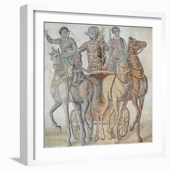 Mosaic Depicting Chariot Race, from Spain, 3rd Century-null-Framed Giclee Print