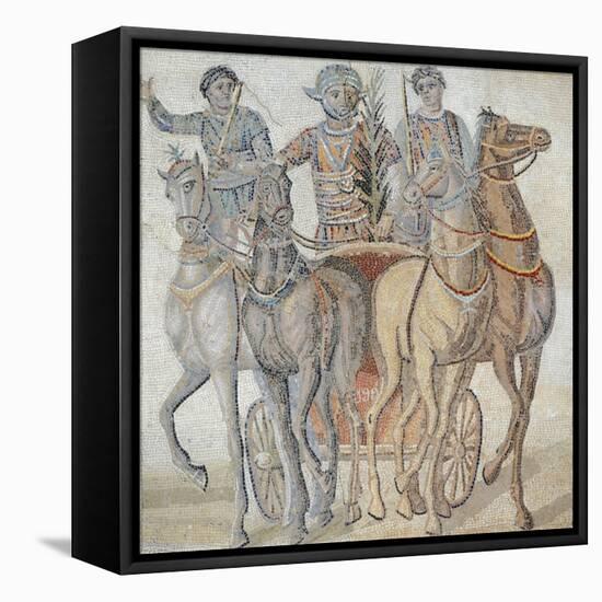 Mosaic Depicting Chariot Race, from Spain, 3rd Century-null-Framed Stretched Canvas