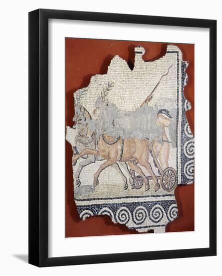 Mosaic Depicting Cherub on Chariot, from Roman Villa of Negrar-null-Framed Giclee Print