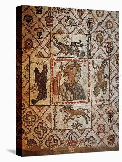 Mosaic Depicting Christ Saviour of World, Surrounded by Lion, Donkey, Bear and Leopard-null-Stretched Canvas