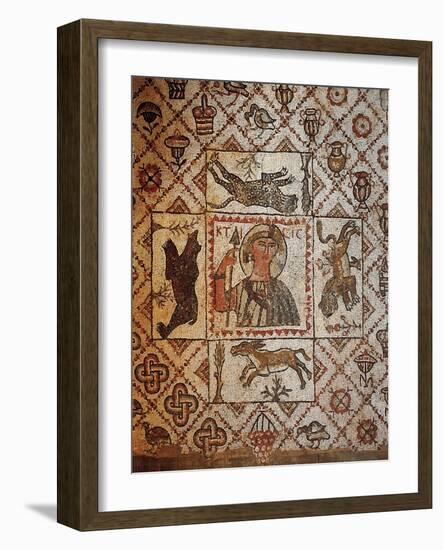 Mosaic Depicting Christ Saviour of World, Surrounded by Lion, Donkey, Bear and Leopard-null-Framed Giclee Print