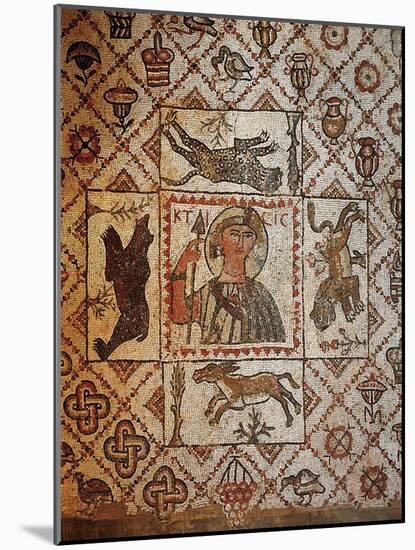 Mosaic Depicting Christ Saviour of World, Surrounded by Lion, Donkey, Bear and Leopard-null-Mounted Giclee Print